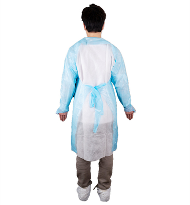 Disposable Medical Plastic Gown With Thumb Loop , Adult CPE Gown For Clinic