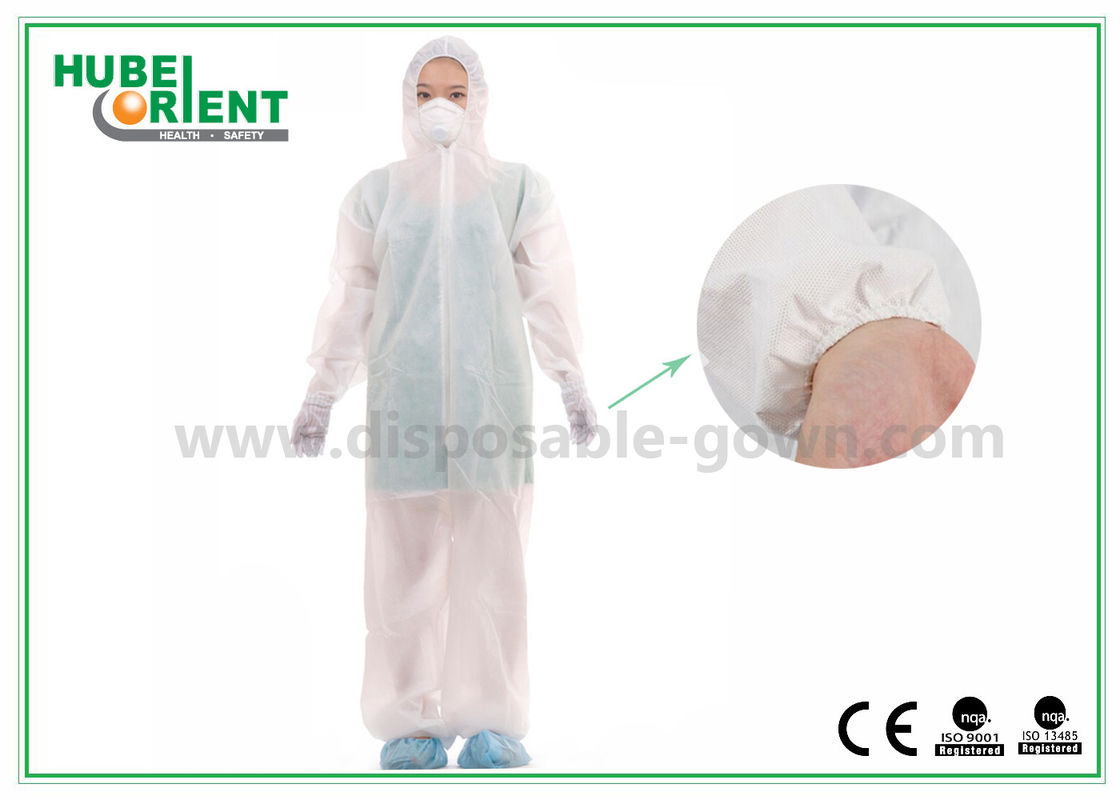 45gsm Polypropylene Nonwoven Disposable Chemical Coveralls With Hood
