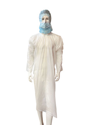 Machine made Disposable Waterproof PE Polythene Work Gown With opened cuffs