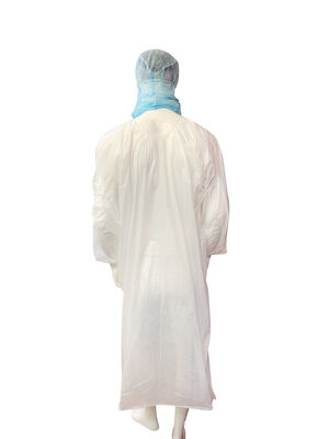 Machine made Disposable Waterproof PE Polythene Work Gown With opened cuffs